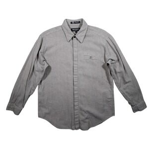 Brandini Button Up Shirt Mens Large Tan Excellent Vintage Long Sleeve Cotton